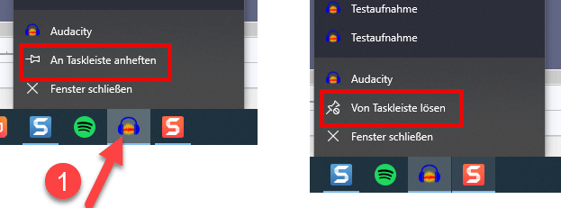 Programmsymbol an Taskleiste heften entfernen