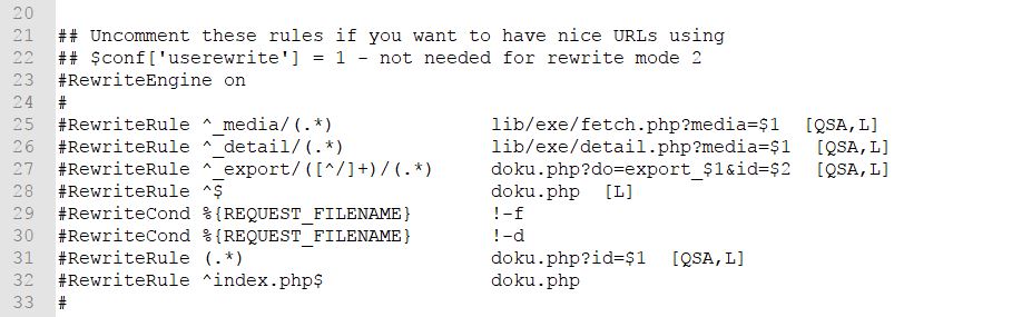 sprechende URLs in DokuWiki vorbereiteter Code