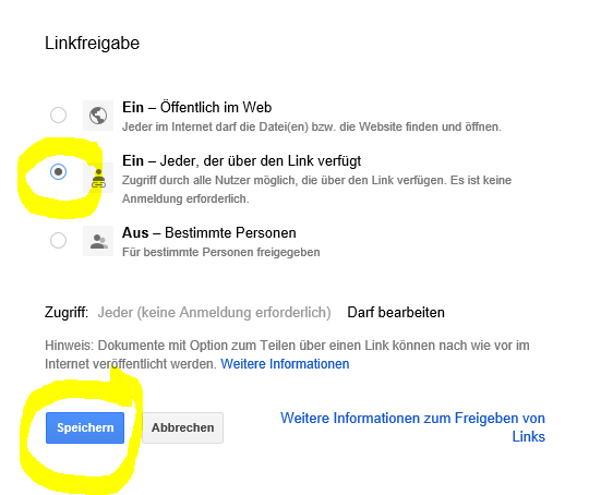 Google Forms Zutrittsberechtigung mit Link