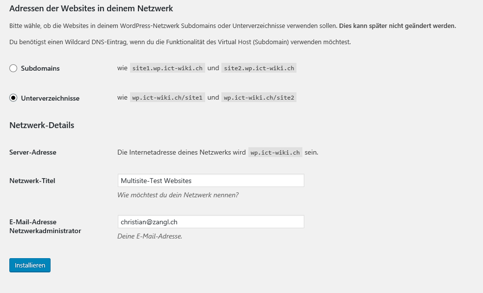 Adressen der Websites in deinem Netzwerk