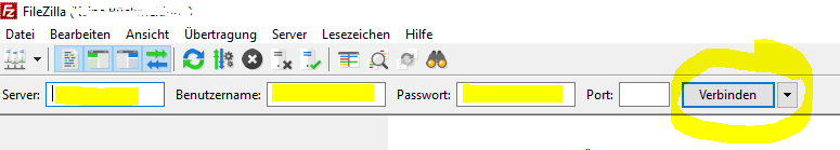 FileZilla Verbindung erstellen