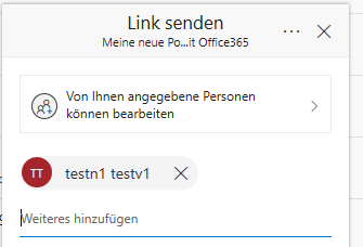 Emailadresse auswählen und Teilen