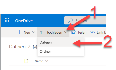 Dateien in OneDrive hochladen