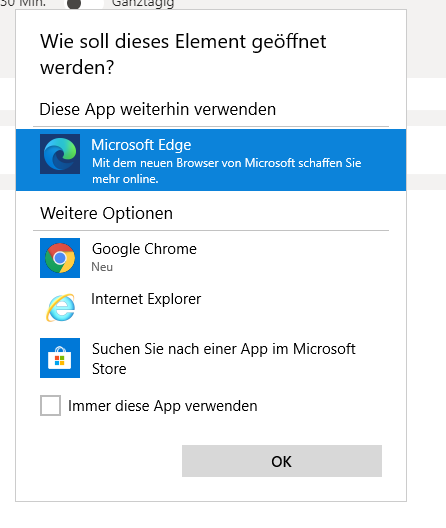 Besprechungsoptionen in TEAMS Browser