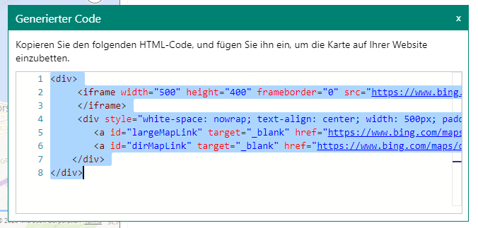 Generierten Code kopieren