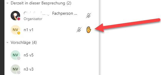 Handheben in Microsoft TEAMS 2