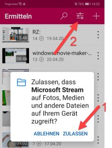 Microsoft STREAM Zugriff auf Datenzulassen 2