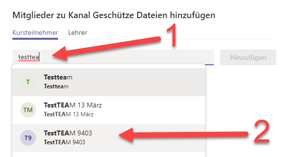 Mitglieder hinzufügen im geschützten Kanal