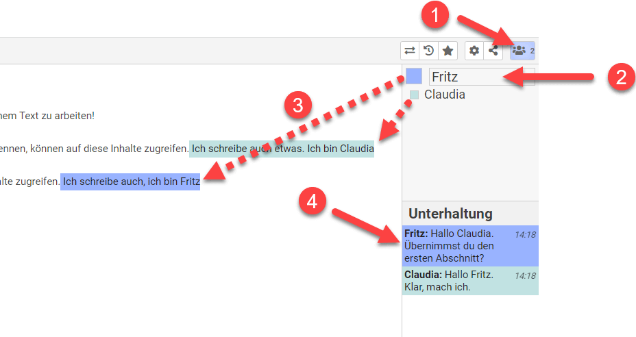 Edupad Nicknames vergeben Unterhaltung