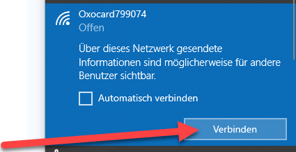 Oxcocard mit WLAN verbinden 3