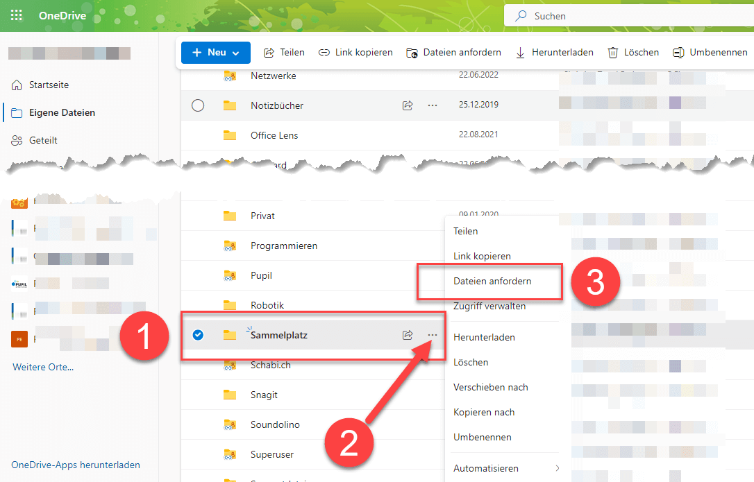 Dateien mit OneDrive einsammeln