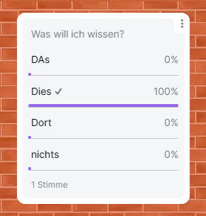 Umfrage in padlet.com mit Resultat