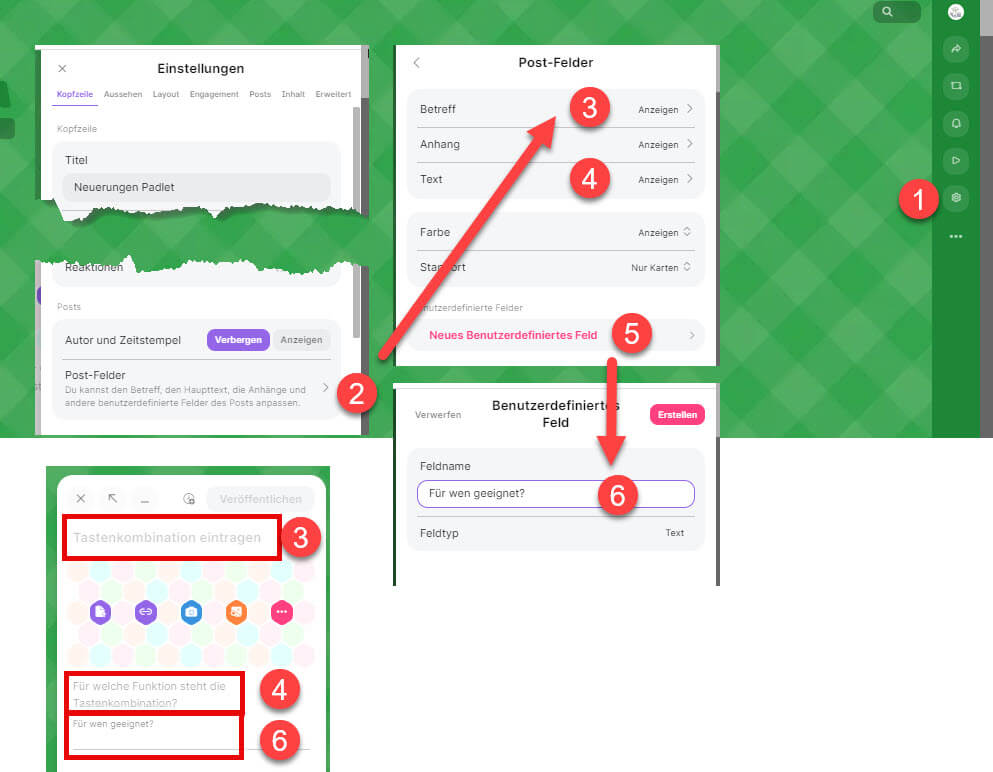 Padlet Benutzerdefinierte Textfelder Platzhalter