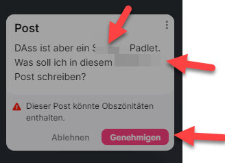 Padlet automatische Genehmigung b